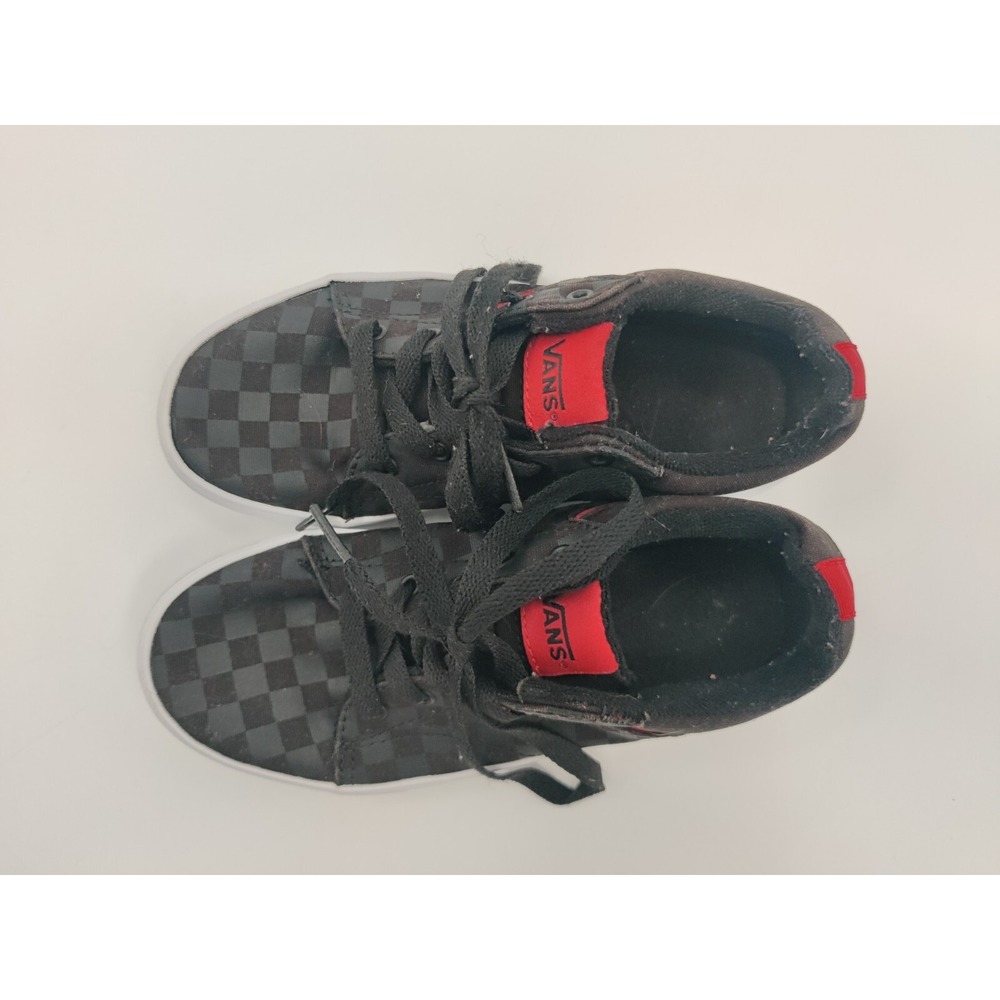 Vans Youth Checkerboard Skater Shoes Black‎ Red Lace Up Sneakers Size 2Y - Picture 2 of 7